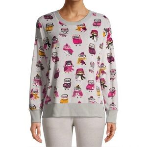 Secret Treasures Women's MEDIUM 
Velour Long Sleeve Crew-Neck Adorable Owls NWT